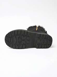 Sepatu Bot Ankle Wanita, Sepatu Bot Musim Dingin Platform Motif Leopard - Hitam - View 3