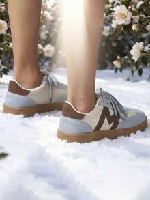 Women Casual Sneakers, Lace Up Walking Shoes - Blue - View 2