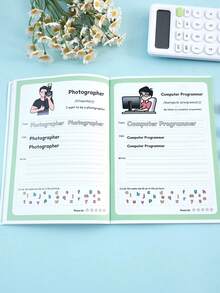 1pc Children's Early Education Cognitive Workbook - Body Parts Vocabulary & Occupation Recognition Word Learning Tracing Book (Back To School Educational Supplies) - Multicolor - View 11