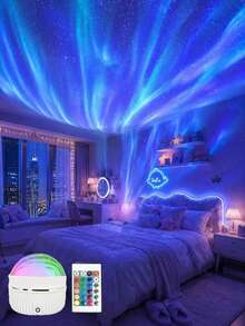 LED Projector Light - 2-In-1 Aurora & Ocean Wave Night Light, With Remote Control, 14 Stunning Effects, Powered By Included Cable, Suitable For Bedroom, Game Room, Home Theater Decor, Atmosphere Lighting & Relaxation - Multicolor - View 5