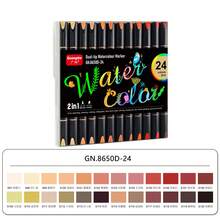 GuangNa 24 Colors Dual-Tip Watercolor Art Markers, Soft Brush And Chisel Tip Coloring Pens, Vibrant Water-Based Ink Drawing Pens, Suitable For Manga, Illustration, Scrapbooking, DIY Crafts, Art Set - Sets - View 15
