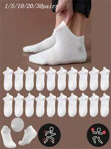 20 Pairs Men's White Low-Cut Mesh Socks, Breathable And Comfortable, With Arch Support, Suitable For Ankle Wear. - Multicolor - View 4
