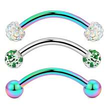 3pcs 16G Stainless Steel Body Jewelry, Mini Gold Curved Navel Ring, Silver Snake Eye Tongue Stud Cartilage Hoop Earrings - Eyebrow Stud Set - View 33
