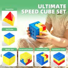 sengso 6pcs Speed Cube Gift Set, 2x2 3x3 Pyramid Cube Combination, Stickerless Rotating Puzzle Cube, Suitable For Children, Teenagers, Adults, Multi-Piece Party Favors, Party Supplies, Classroom Rewards, Halloween Gifts - Multicolor - View 5