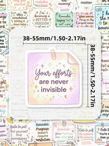 50Pcs Motivational Quote Stickers, Positive Inspirational Text Waterproof Vinyl Decals, Decor Stickers For Water Bottles, Laptops, Luggage, Teen Back To School Stationery - 50Pcs - View 7