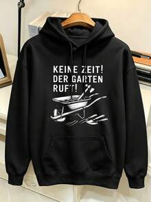 Men's Funny Gardening Print Sweatshirt, Premium Cotton, Comfortable Fit, Breathable, Street Hip-Hop Style, Art Print. - Black - View 2