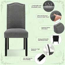 High Back Chiar, Modern Dining Chair, Living Room Chair, Dressing Table Chair, Office Chair, Kitchen Chair(Only 2PCS Chairs), 48.5 X 43 X 102 Cm - 深灰色 - 查看 2