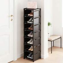 1pc 8-Tier Vertical Narrow Shoe Rack Organizer, Plastic Free Standing Shoe Storage Shelf With Baffle For Entryway Closet Bedroom - Multicolor - View 15