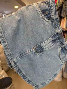 High-Waisted Denim Shorts Women's Modal Plus Size Shorts - Marmorizada meio - 查看 8