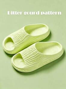 Summer Versatile Comfortable Fresh Design Bitter Melon Slides, Fashionable Minimalist, Suitable For All Styles, Lightweight Sole, Comfortable For Long Wear Without Foot Fatigue, Easy To Clean, Suitable For Indoor And Outdoor Use - Green - View 6