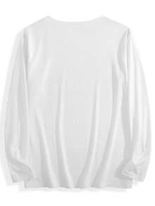 Fall Clothes For Women, Soft Lightweight Long Sleeve Top, Plain Tee, Going Out Tops For Casual Street Back To School Student Daily Outfits - 白色長袖款 - 查看 6