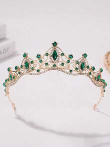Bando Mahkota Daun Kristal dengan Hiasan Berlian Penuh, Perhiasan Gaya Putri Peri Klasik, Cocok untuk Pengantin - MultiWarna - View 11
