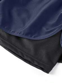 Men's 2-In-1 Sports Shorts, Reflective Print, Breathable And Comfortable, Suitable For Gym Workout, Running, Outdoor Sports - Navy Blue - View 3