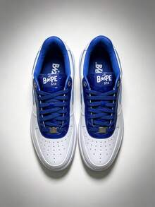 Sepatu Kulit Paten Vintage A BATHING APE BAPE STA Sepatu Sneakers Pria untuk Pakaian Jalanan yang Serasi - Biru - View 2