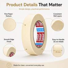 Tesa 5008 Multipurpose Yellow Mask Tape Anti-Solvent Easy Peel Off For Art Craft DIY Decoration Vehicle Repair Household Wall Renovation Spray Paint Shield Adhesive Tape - Round - View 4