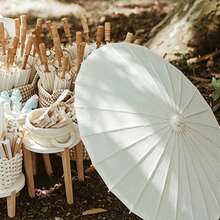 1pc Blank Oil Paper Umbrella, Wholesale DIY White Handmade Painting Umbrella - White - View 3