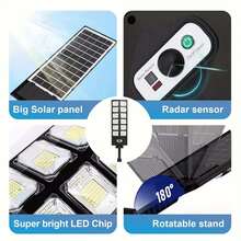 4/2/1pc Outdoor 504 LED Solar Street Light With Remote Control And Motion Sensor, 6500K/3000LM Dusk Solar Flood Light, 3*1500mAh/IP44 Waterproof, Adjustable 3 Lighting Modes Solar Wall Light, Suitable For Home Decor, Garden, Street, Patio, Garage - Solar Street Light - View 11