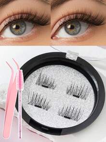 2 Pairs Magnetic False Eyelashes Kit With Professional Tweezers Reusable Thick Crossed Eyelashes Applicator Natural Eye Lashes Mixed Design For Daily Wear, Work, Study, Travel, Parties, Etc. - Black - View 12