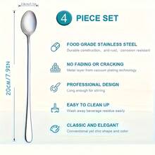 Stainless Steel Long Handle Ice Tea Spoon - Coffee Spoon, Ice Cream Stirring Spoon, Dishwasher ,Polished Finish Kitchen Flatware, Kitchen Utensils - View 2