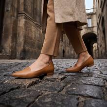 Vizzano Women's Flat Shoes, Low Block Heel, Pointed Toe, Comfortable, Original - Camel - View 4