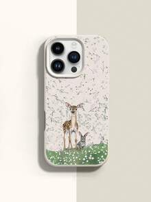1pc Creative Fashion Full Screen Floral Deer Rabbit Lawn Pattern Phone Case, Liquid Large Hole Silicone Anti-Drop Soft Shell Suitable For Samsung A23/A24/A25/A32/33/S25 Apple 11/12/13/14/14plus/15/15plus/16/16plus/7/8plus/17/17pro And Other Models Protective Cover - Multicolor - View 3