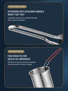 Stainless Steel Deep Fryer With Strainer Basket, Multifunctional Mini Cooking Pot, Suitable For Frying, Boiling Milk, Making Baby Food, Portable Small Oil Pot For Home And Camping - View 9