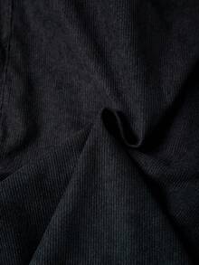1pc Men's Corduroy Drawstring Waist Wide Leg Casual Sports Pants, Suitable For Outdoor Activities - Black - View 9