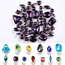 50pcs/Bag Mixed Color Glitter Glass Crystal Rhinestones, Silver Metal Flat Back, Hand-Sewn Rhinestones, Suitable For Flat Back Handmade Gemstones, DIY Accessories, Used For Decorating Clothes, Dresses, Bags, Shoes, Brooches, Earrings, Handmade Crafts - Multicolor - View 23