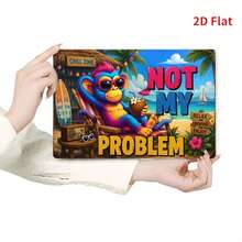 2D Flat, [2Dflat], 1pc 30x20cm - "Not My Problem" Beach Monkey Sign, Funny Tropical Decor Sign, Vintage Wooden Wall Art, Suitable For Home, Yard, Tiki Bar, 2D Flat - View 6