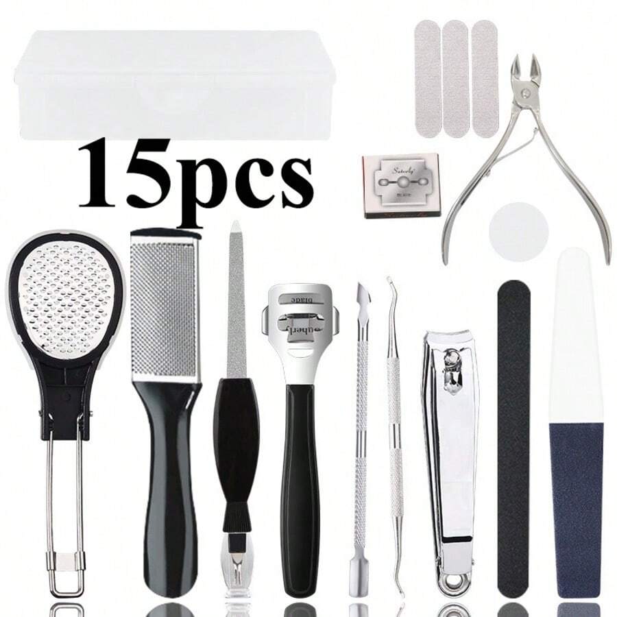 Generic Professional Pedicure Tool Set 15 Piece Stainless Steel Foot Care Kit Foot File Dead Skin Remover Pedicure Kit, Foot File Kit Foot Callus Remover For Men Women Travel - Foot Care Set - View 1