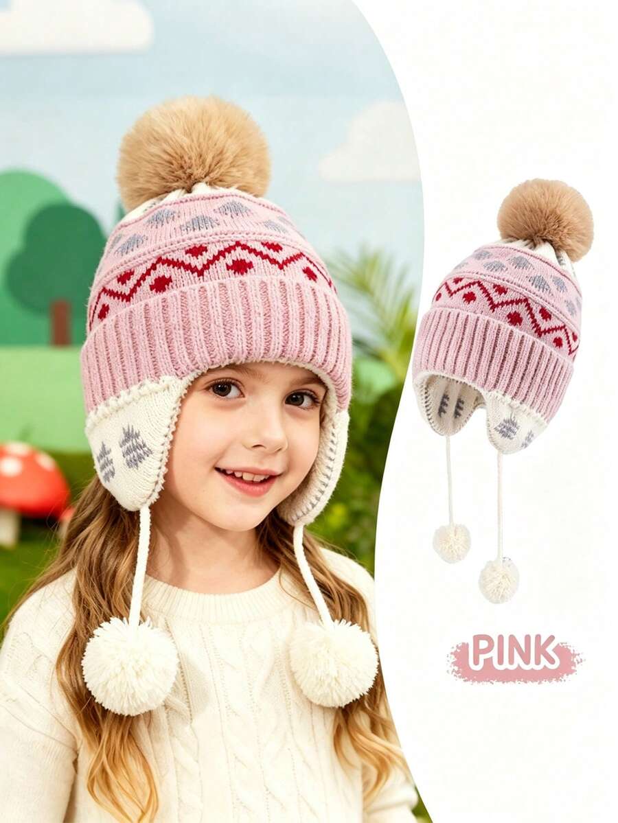 New Autumn/Winter Children's Knitted Beanie, Casual Ear-Flap Jacquard Hat, Suitable For Boys And Girls To Wear In Autumn/Winter - Multicolor - View 1