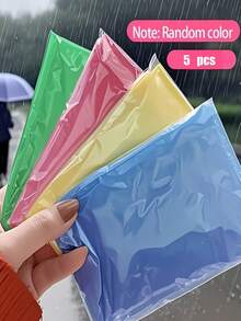 1/2/5/6/10/13/20/30pcs Solid Color Windproof PE Portable Compressed Adult Universal Raincoat, Random Color Pocket Storage Design, Outdoor Hiking, Camping, Fishing Emergency Rain Protection Gear - Card Raincoat - View 14