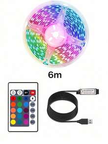 1 Set 3ft, 6ft, 9ft, 16ft, 32ft, 50ft, 65ft [2pcs 10m], 100ft [2pcs 15m] LED Light Strip, RGB LED USB Tape Light, Adjustable Brightness, With 24-Key Remote Control, Suitable For Home Decor, Bedroom, Hallway, Birthday Party, Bar, Christmas And Other Occasions - Multicolor - View 23