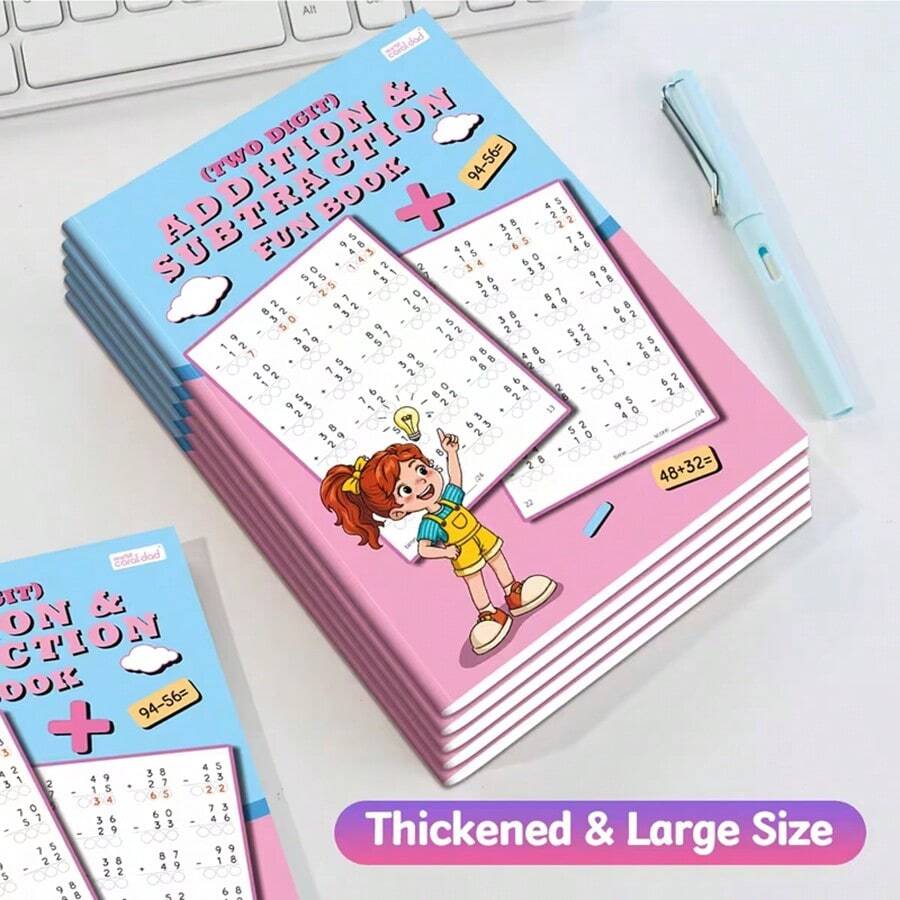 Buku Latihan Matematika 32 Halaman, Latihan Harian Penjumlahan dan Pengurangan Dua Angka Tingkat Lanjut, Buku Latihan Aritmatika Mental Dasar. Ideal untuk Aktivitas Matematika Harian, Bahan Tambahan di Rumah dan Sekolah, Perlengkapan Kantor Harian, dan Matematika. - MultiWarna - View 1