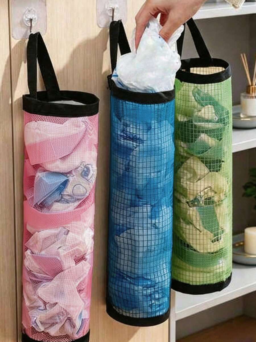 1pc Plastic Bag Dispenser, Wall-Mounted Storage Rack, Suitable For Home, Kitchen, Summer Beach Party, Camping, Room Decor, Kitchen Accessories, Home Decor, Bathroom Decor, Kitchen Essentials, Kitchen Storage And Organization, School Essentials - One Size Fits All - View 1