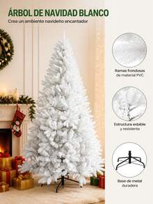White Artificial Christmas Tree 240cm With 1200 Branch Tips And Metal Base, Large 135x240cm Holiday Indoor Decoration - 白色 - 查看 2