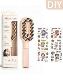 2-In-1 Spray Hairbrush With 6 DIY Stickers, Refillable Spray Brush For Wet And Dry Hair Detangling, Anti-Static Styling Tool, Personalized Hairbrush Gift - Multicolor - View 18