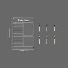 Refrigerator Magnetic Acrylic Planning Board Transparent Weekly Schedule Checklist Board Reusable Erasable Shopping List Memo Board White, Black, Gold 3 Colors Available Home Kitchen Whiteboard - Multicolor - View 14