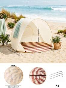 Portable Beach Tent, Automatic Pop-Up Sun Shelter, Travel Tent With Mosquito Net, Indoor Baby Play Tent, 2-Second Quick Setup, Fits 3 People, Compact Storage Bag | Suitable For Beach, Picnic, Park And Home Leisure, Summer Vacation - Tent - View 13
