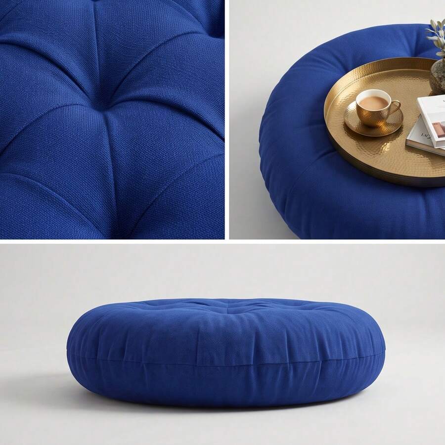 Cojín de asiento redondo ultra cómodo - Estilo esponjoso de 40x40 cm - Azul - Ver 1