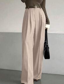 Classic And Versatile Suit Trousers With A Straight Cut And Wide Legs. - 銀色 - 查看 2
