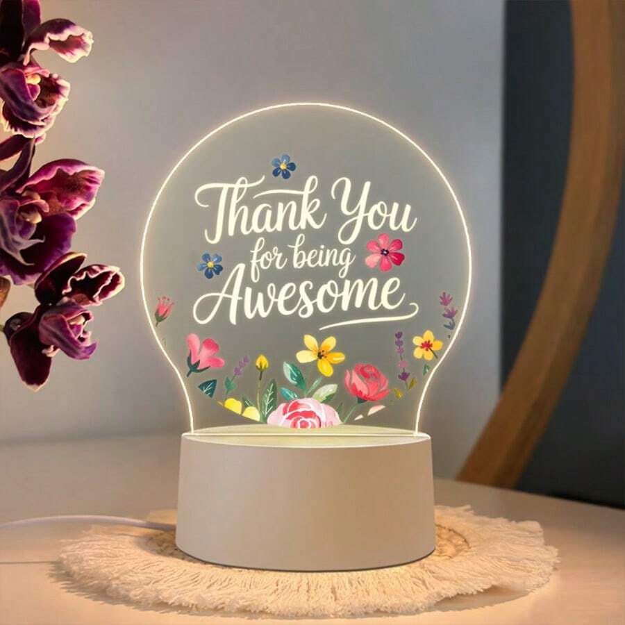 Thank You For Being Awesome Acrylic LED Night Light, Bulb Shaped 2D ...