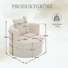 Home Theater Seating - 米色 + 燈芯絨 + 1 個座位 - 查看 10