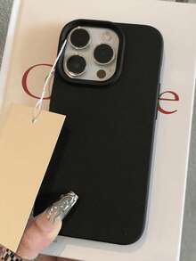 Capa de Telefone de Silicone Líquido TPU Preto Puro - Proteção Macia Anti-Amarelamento, Compatível com Apple 17PROMAX 17PRO 17/16/15/14/13/12/11 - Preto - Visão 1