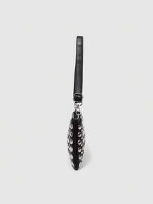 Sweet Cool Wind Underarm Bag Black Small Square Bag Personalized Metal Rivet Decoration Adjustable Shoulder Strap To Wear Commuter Shoulder Bag. - Black - View 8