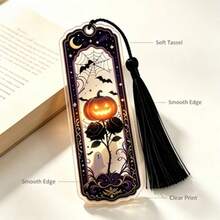 1pc Halloween Pumpkin Ghost Bat Acrylic Bookmark, Vintage Dark Gothic Style Book Lover Gift - One Size Fits All - View 7