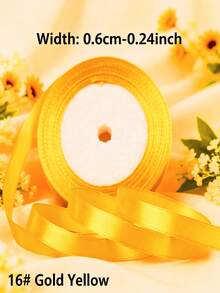 1 Roll 25 Yards 6mm Satin Ribbon, DIY Wedding Christmas Decoration Bow Making Handmade Card Gift Floral Accessories - 0.6cm Satin Ribbon - View 22