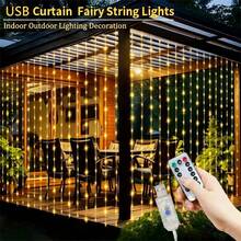 LED Curtain String Lights, Fairy Lights, Christmas Hanging Decorative Lights, USB Powered, With Remote Control (Batteries Not Included), Suitable For Living Room, Entrance, Christmas Tree Decoration, Wedding Party, Holiday Home, Bedroom Atmosphere Lighting - USB Curtain Light Strings - View 6