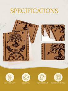 1pc Themed Table Runner, Viking Style Printed Microwave Dust Cover, Protective Cover, Rectangular Tablecloth, Washable, Suitable For Home Dinner, Coffee Table, Kitchen And Dining Room Decoration, Table Decor Party, Home Decor, Outdoor Patio Table Runner Decoration, Entryway Decoration, Fireplace Towel Decoration - Brown - View 8