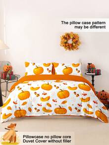 2/3pcs Halloween Thanksgiving Pumpkin Ghost Duvet Cover Set, Soft Breathable Anti-Pilling All-Season Bedding, No Insert, Wrinkle Resistant, Machine Washable, For Single Double Queen King Beds, Multiple Colors, Autumn Bedroom Decor, Holiday Gift - Multicolor - View 4